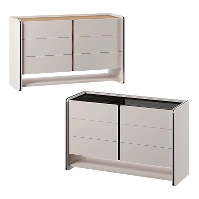 Modern Console Cabinet And Side Cabinet With Sleek Drawers And Light Finish 3d model