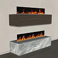 Modern Wall Mounted And Floor Fireplace With Glass Panel Flames Wooden Frame And Marble Base