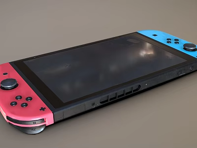 Portable Entertainment Gaming Console With Red Blue Controllers And Large Touch Screen 3d model