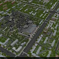 Aerial Planning of Modern City with Buildings Streets and Greenery Layout
