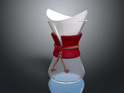 Modern Glass Coffee Brewing Equipment With Red Leather Strap And Transparent Design 3d model
