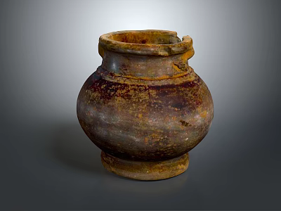 Vintage Brown Clay Jar With Aged Texture And Rustic Ceramic Finish 3d model