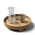 Wooden Tray Black and White Tea Set with Glass Pitcher Cups and Cookies