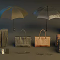 Everyday Travel Accessories Collection Featuring Umbrellas Handbags Suitcases Glasses and Wallets