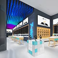 Modern Digital Store Interior With Electronics Display Phones Headphones And Lighting