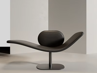 Modern Black Leather Lounge Chair With Sleek Curved Design And Metal Base For Minimalist Room 3d model