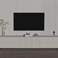 Modern White TV Stand With Drawers And Decorative Ornaments In Living Room Interior