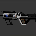 Futuristic Advanced Weapon With White Black Blue Orange Color Scheme And Sci Fi Tactical Design Features