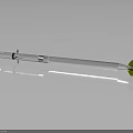 Silver Long Shiny Metal Weapon with Green Component and Spear Like Design