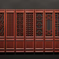 Chinese Style Wooden Partition With Intricate Carved Patterns And Panels