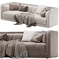 Comfortable Modern Two Seater Sofa With Soft Fabric Pillows And Throw Blanket 3d model