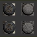 Detailed Scene Components Featuring Spherical Structures Textured Panels And Mechanical Details