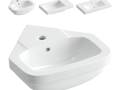 Modern White Ceramic Corner Washbasin With Stylish Design And Various Styles 3d model