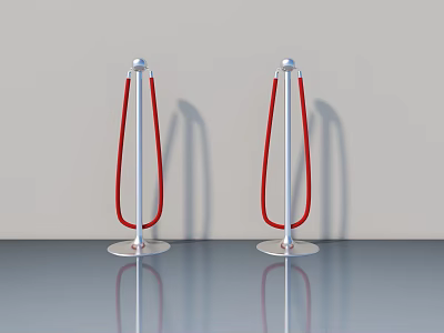 Modern Silver Swing Door With Red Accents In Gray Interior Setting 3d model