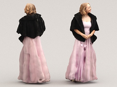 Bride wedding dress passerby photo 3d model