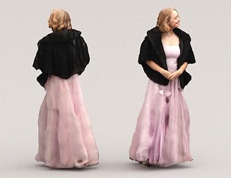 Bride wedding dress passerby photo 3d model