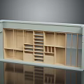 Light Tone Modular Storage Cabinet With Open Shelves Drawers And Glass Doors Design