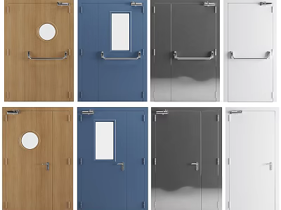 Various Interior Doors With Different Colors And Window Designs For Home Use 3d model