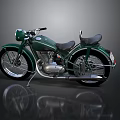 Green Vintage Motorcycle With Black Seat And Shiny Metal Retro Design
