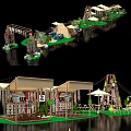 Charming Commercial Street Featuring Tents Umbrellas Decorative Seating And Green Plants