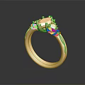 Fashionable Clothing Accessory Golden Ring With Exquisite Gemstone And Intricate Design