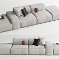 Modern Light Gray Sectional Sofa With Black Pillows Side Table And Decorative Ball 3d model