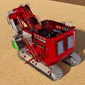 Red Heavy Duty Tracked Construction Vehicle With Bucket On Sand