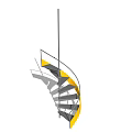 Modern Spiral Staircase Design With Yellow And Gray Steps And Metal Railings