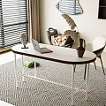 Modern Home Office Interior With Wooden Desk Laptop White Chair Decorative Shelves And Mirror