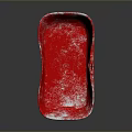 Vintage Red Bathtub With Chipped Paint Finish Red Faucet And Black Background Reflection