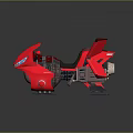 Futuristic Red Space Aerial Vehicle with Cockpit Thrusters and Tech Design for Cosmic Exploration