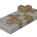 Modern Modular Sectional Sofa With Beige And Brown Cube Shaped Interlocking Modules