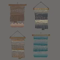 Decorative Woven Wall Hangings With Different Textured Patterns And Tassels 3d model