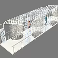 White Hollow Structure Installation With Transparent Elements And People Inside 3d model