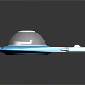 Blue Spacecraft With Transparent Dome And Flying Saucer Like Design For Space Exploration