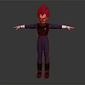 Detailed Anime Character Figure With Purple Red Hair Dark Top Blue Pants Arms Outstretched