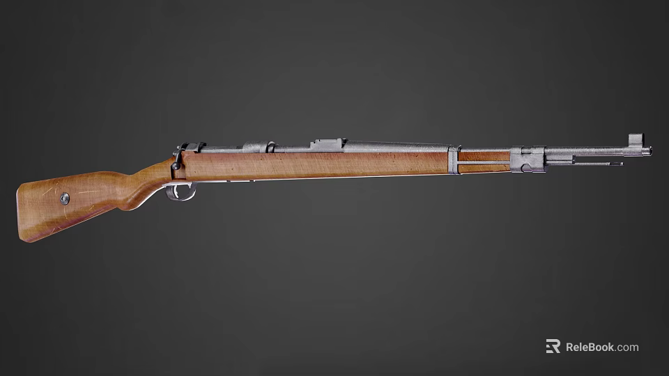 Vintage Bolt Action Rifle With Wooden Stock And Metal Barrel Classic Firearm Design 3d model 