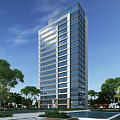 Residential High Rise Building With Modern Glass Facade Surrounded By Green Trees Under Blue Sky
