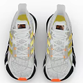 White Gold Stripe Running Shoes With Geometric Pattern Orange Sole And Ray Logo