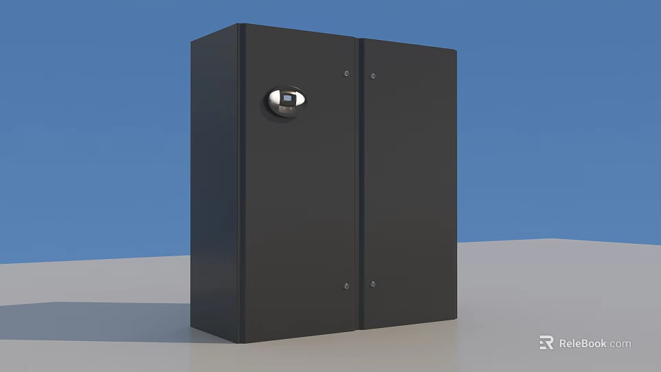 Black Air Conditioner Fan Cabinet Style With Modern Design And Silver Knob 3d model 
