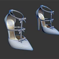 White Strappy High Heels With Bow Accents And Pointed Toe Design