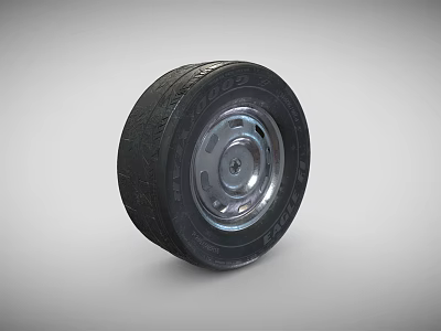 High Quality Car Tire With Metallic Silver Rim And Detailed Tread Pattern 3d model