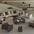 Modern Living Room Sofa And Coffee Table Set With Neutral Tones Accent Chairs And Decor