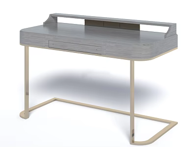 Modern Dressing Table Design With Light Gray Countertop And Golden Metal Legs 3d model
