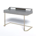 Modern Dressing Table Design With Light Gray Countertop And Golden Metal Legs