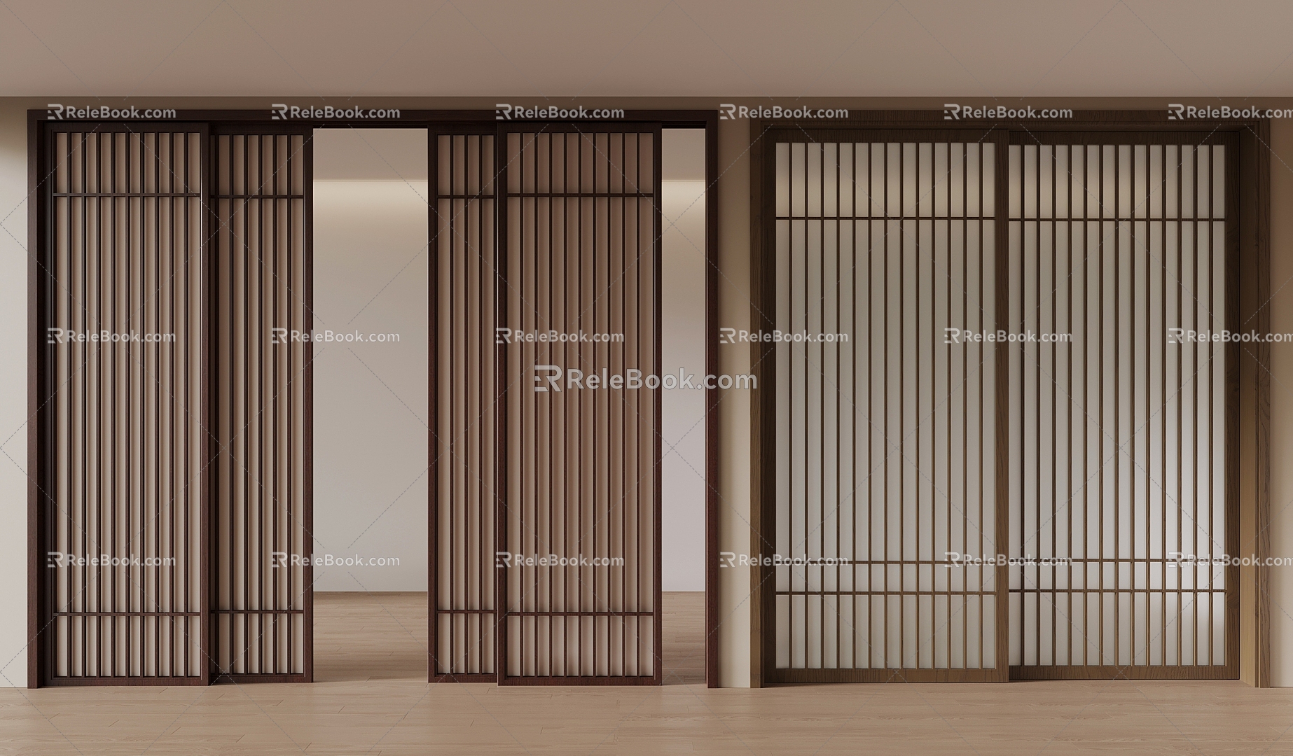 New Chinese-style sliding door Japanese-style sliding door 3d model