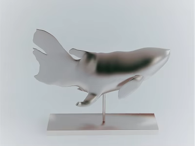 Whale Shaped Metallic Decorative Ornament Set With Modern Minimalist Base 3d model