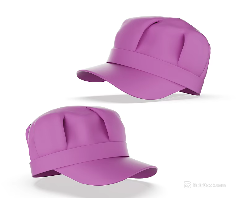 Two Purple Stylish Hats With Comfortable Design For Daily Fashion Wear 3d model 