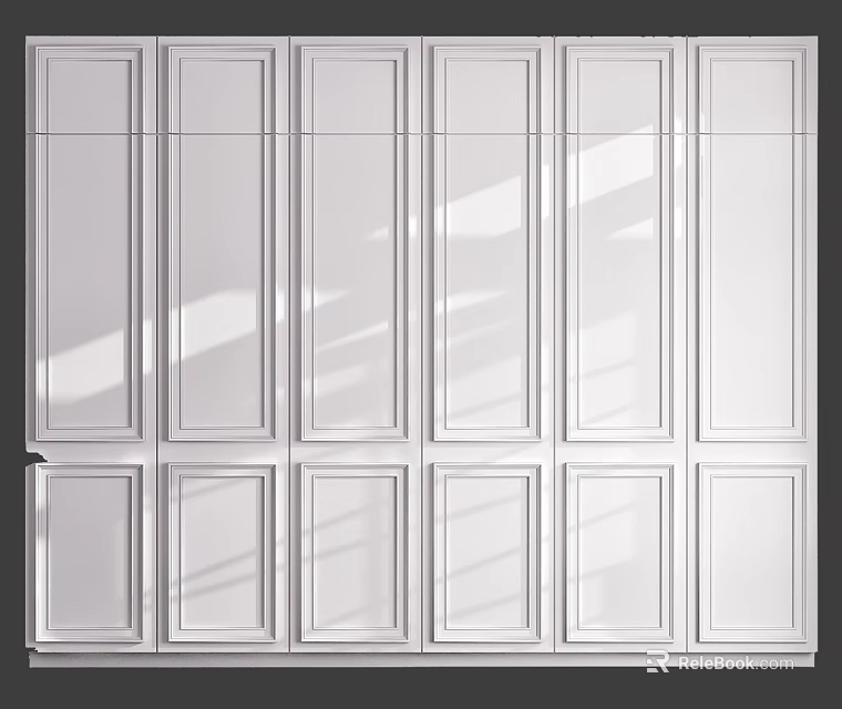 White Paneled Wardrobe Interior Design With Modern Bedroom Storage Solutions 3d model