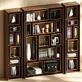 Modern Walnut Wooden Bookcase With Multiple Open Compartments For Books Photos And Exquisite Home Decorations